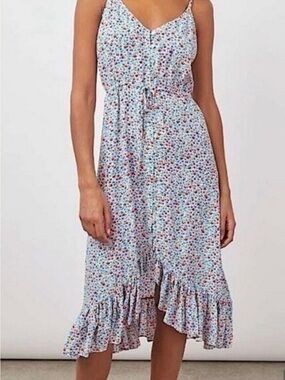 Rails Floral Button-Front Sundress with Flowers and a Waterfall Ruffle Hem